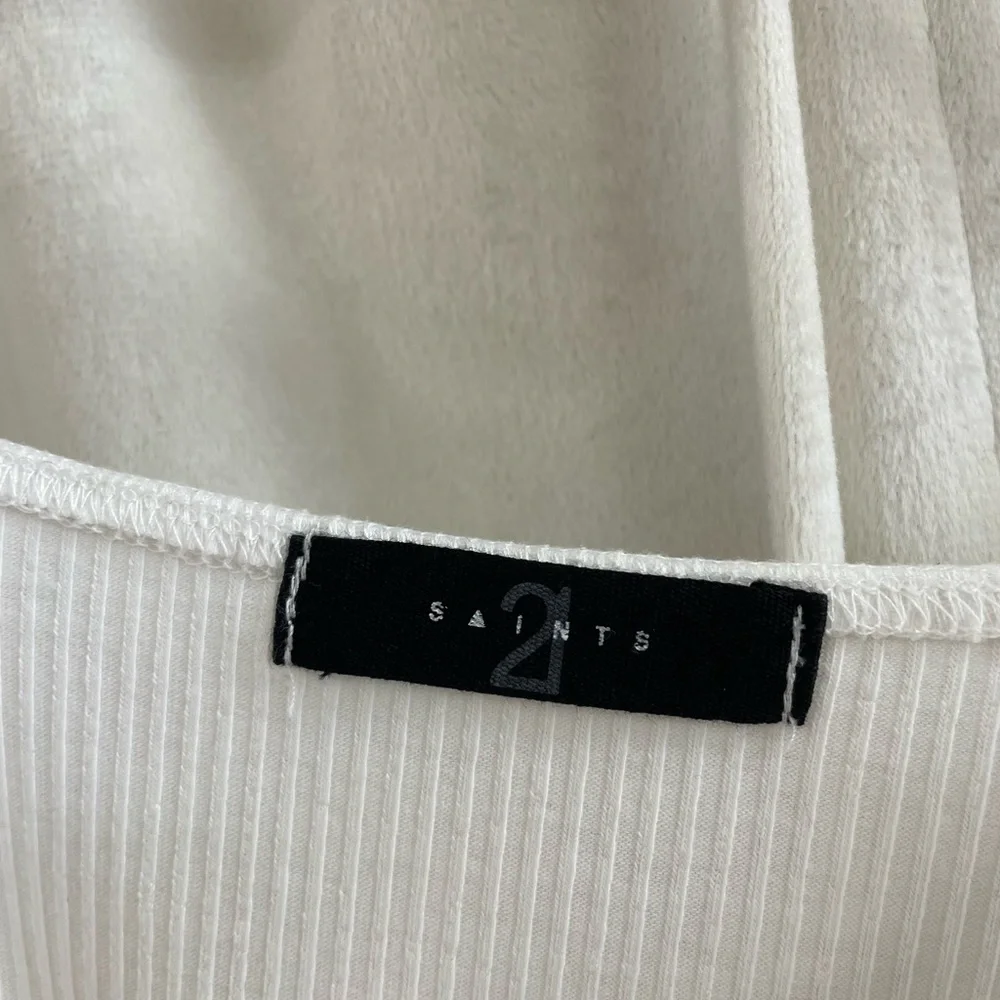 White Ribbed Ruffle Strap One-Piece Bodysuit - Picture 3 of 4